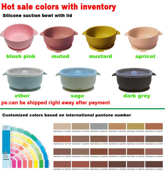 Wholesale BPA حر Spill Proof Feeding Baby Suction Silicone Bowl with lid