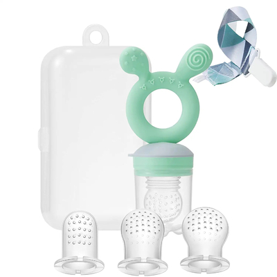 Green Baby Fresh Fruit Feeder والقضم مع حقيبة بمشبك الأكياس